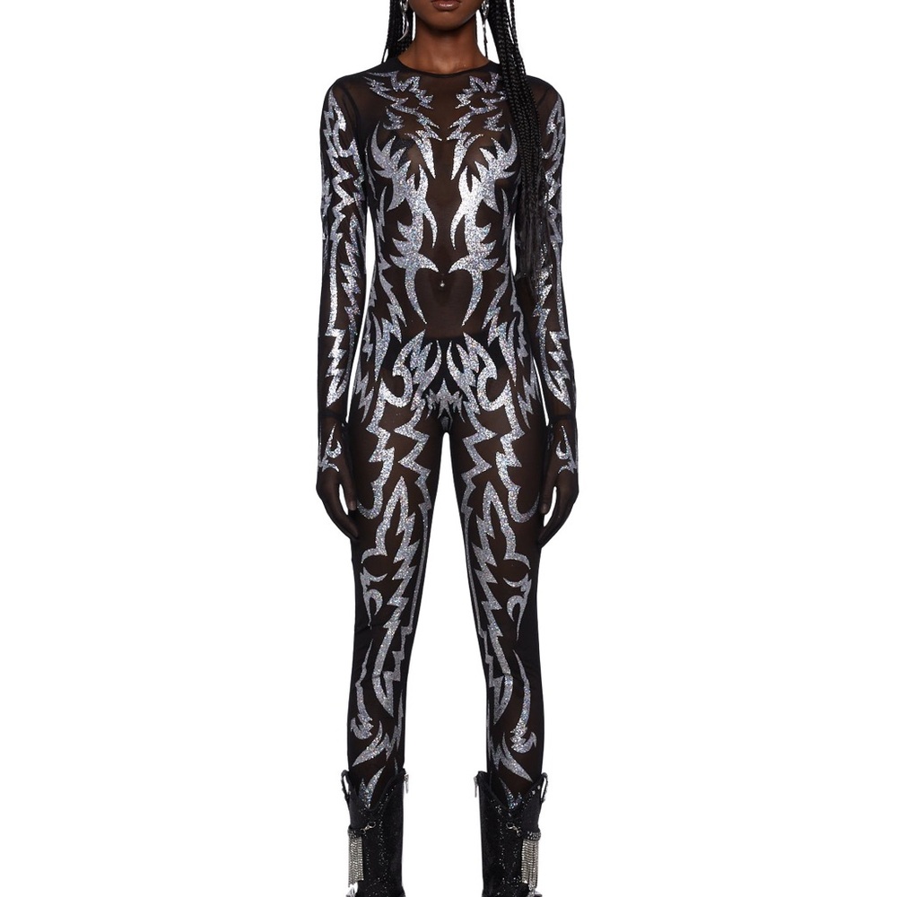 Dolls Kill Glittered Mesh Catsuit